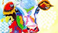 Colorful Cow Painting | Acrylic Tutorial | Beginner Abstract lesson | TheArtSherpa