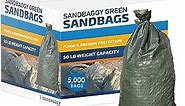 Sandbaggy - Empty Poly Sandbags W/UV Protection - Size: 14" x 26" - Color: Green - Military Grade (5,000 Bags)
