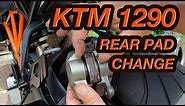 KTM 1290 - REAR BRAKE PAD CHANGE + CALLIPER CLEAN - WITHOUT REMOVING REAR WHEEL.
