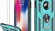 LUMARKE iPhone Xs Max Case with Tempered Glass Screen Protector,iPhone Xs Max Cover Military Grade 16ft. Drop Tested Cover with Magnetic Ring Kickstand Protective Phone Case for iPhone Xs Max Teal
