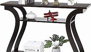 ZenStyle Wood Console Table with Curved Legs and Shelf, 3 Tier Modern Accent Sofa Table for Entryway, Living Room, Hallway, 47 in Wide, Easy Assembly (Cappuccino/Dark Brown)
