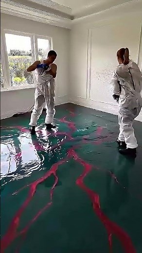 Red Lightning Runs Through This Emerald Epoxy Floor ⚡🟢 | Bedroom Makeover