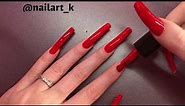 Painting my natural long nails red