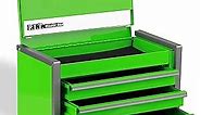 P.I.T. Mini Green Tool Box, Portable 3 Drawer Steel Tool Box with Magnetic Tab Locking, Green Micro Top Chest with Liner for Tools Storage, Home DIY