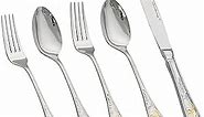 60-Piece Silverware Set, Handles Plated with 24K Real Gold Rooster Flatware Set, Serves 12, Mirror Polished, Dishwasher Safe (60pcs, Silver)