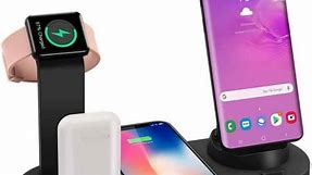 Black 4-in-1 Wireless Charging Station for Apple - Charging Pad with Apple Watch Charger Stand - Walmart.ca