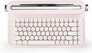 YUNZII ACTTO B305 Wireless Typewriter Keyboard, Retro Bluetooth Aesthetic Keyboard with Integrated Stand for Multi-Device (B305, Baby Pink)