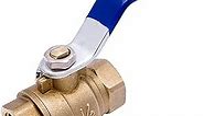1/2" Brass Ball Valve - Full Port 600WOG for Water, Oil, and Gas with Blue Handle