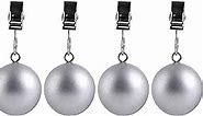 TwoFish Home Set of 4 Silver Ball Shaped Table Cover Weight Clips Silver Ball Tablecloth Weights Clips S/4 100% Handicraft Silver Ball Tablecloth Clips Pack of 4