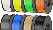 JAYO PLA+ Filament Bundle 1.75mm, 3D Printer Filament Bundle Multicolor, Individually Vacuum Packed, 250g Spool, 8 Pack, 2KG in Total, Black+White+Grey+Blue+Green+Orange+Burlywood Color