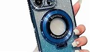 Amazon.com: Glitter Rhinestones Magnetic for iPhone Case with Invisible Stand, Wireless Charging Compatible Ultra Thin Gradient with Lens Protection Phone Case for iPhone 15 14 13 Pro Max Plus (Blue, 14pro)