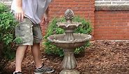 Sunnydaze Decor 2-Tier Earth Solar Outdoor Tiered Water Fountain with Battery Backup AMP-F802ERTH