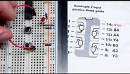 Switch based NAND gate and 7400 integrated circuit IC demonstration beginner learning electronics