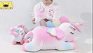 AIXINI Plush Unicorn Stuffed Animal Pillows Toy, 11.8 Inch Cute Soft Colorful Rainbow Unicorn Plushie Gifts for Girls