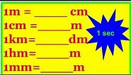 Conversion of Units(m to km,km to cm,dm to cm and vice versa)
