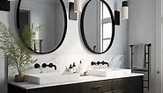 USHOWER 2-Pack Black Round Circle Bathroom Mirrors 24-inch for Wall Decor with Metal Frame, Bathroom Vanity Mirror, Entryway Mirror
