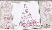 Christmas Celebrations Tree | Redwork Embroidery Designs