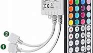 SUPERNIGHT RGB Light Strip Remote Controller, 2-in-1 4 Pin Dimming Dimmer Brightness Flash Mode Control Options for LED Tape Light,12V DC LEDs Rope Lighting (2 Ports)