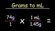 How To Convert Grams to Milliliters - g to mL