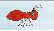 Very Easy And Simple Ant Drawing|How To Draw A Ant For Kids
