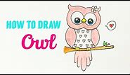 HOW TO DRAW OWL 🦉 | Easy & Cute Owl Drawing Tutorial For Beginner