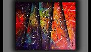 Colorful Abstract Painting / Fun With Acrylics / Creating Textured Surface With Random Tools
