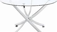 Coaster Home Furnishings Beckham Round Dining Table Chrome and Clear