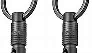 FEGVE Titanium Quick Release Swivel Keychain, Pull Apart Detachable Keychain Heavy Duty with 2 Stainless Steel Key Rings（Black-2pcs）