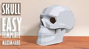 Skull Papercraft 3D template pdf. How to make. Calavera de papel.