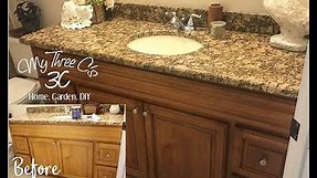 Refreshing Bathroom Cabinets using General Finishes Java Gel Stain