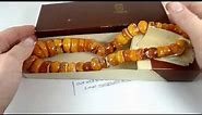 91 gr. Antique Baltic Amber necklace with original box and tags