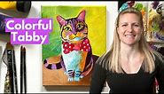 How to Paint a Colorful Tabby Cat in Acrylics Step by Step Tutorial