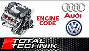 Where to Find Audi VW Volkswagen Engine Code - ALL MODELS - TOTAL TECHNIK