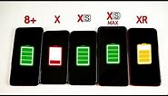 iPhone XR vs iPhone XS vs XS Max vs iPhone X vs iPhone 8 Plus Battery Life DRAIN TEST