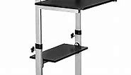 Mount-It! Rolling Desk Adjustable Height up to 54.7", Portable Standing Desk for Laptop or Podium Stand with Wheels, Mobile Roller Presentation Cart, Computer Work Station 27.5" Wide, Locking Wheels