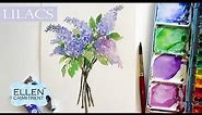 Easy Lilac Painting Watercolor/ Step by Step Tutorial for Beginners/ Loose Watercolor Flowers