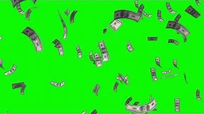 Dollars Money Falling Free Background Animation Loop footage Green screen Motion Graphic Video VFX