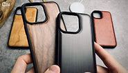 Carveit Magnetic Wood Case for iPhone 15 Case [Solid Wood & Black Soft TPU] Shockproof Protective Cover Unique Wooden Case Compatible with magsafe (Natural Wood -Red Wood)
