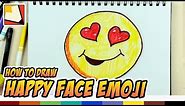 How to Draw a Happy Face Emoji - Emoticon with Hearts - Art for Kids | BP