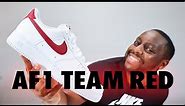 Nike Air Force 1 White Team Red On Foot Sneaker Review QuickSchopes 534 Schopes CZ0326 100