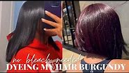 HOW TO: dyeing my hair from BLACK to BURGUNDY / no bleach needed / new haircut debut