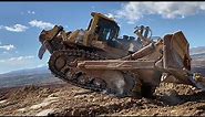 Huge Komatsu D475A Bulldozer Ripping Hard Ground