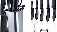 RAXCO 10-in-1 Knife Set -5 Kitchen Knifes,5 Kitchen Gadgets.Perfect for small kitchen,cuchillos para cocina(Black)