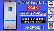 Tecno Spark 8c (KG5K) FRP Bypass 2024 New Security Update | Tecno Android 11 Google Account Bypass