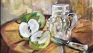 How to Paint a Still Life Apple and Glass Jar Impressionist Painting with Gouache Acrylics
