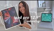 📦 iPad Pro 12.9" M1 chip unboxing  apple pencil 2, magic keyboard + accessories 🌷(asmr & aesthetic)