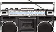 Crosley CT201A-BK Retro Bluetooth Boombox Cassette Player with AM/FM Radio and Bass Boost, Black
