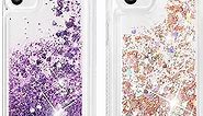 ANSHOW [2 Pack Samsung Galaxy A33 5G Case for Women Girls Liquid Glitter Cases, Cute Sparkly Clear Shiny Bling Slim Thin Protective Phone Case for Samsung Galaxy A33 5G Case Clear, Purple + Gold