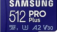 SAMSUNG PRO Plus microSD Memory Card + Adapter, 512GB MicroSDXC, Up to 180 MB/s, Full HD & 4K UHD, UHS-I, C10, U3, V30, A2 for Android Phones, Tablets, GoPRO, DJI Drone, MB-MD512SA/AM, 2023