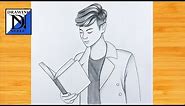 How to draw Boy reading a Book | Very easy pencil drawing | Simple drawing tutorial | Boy drawing